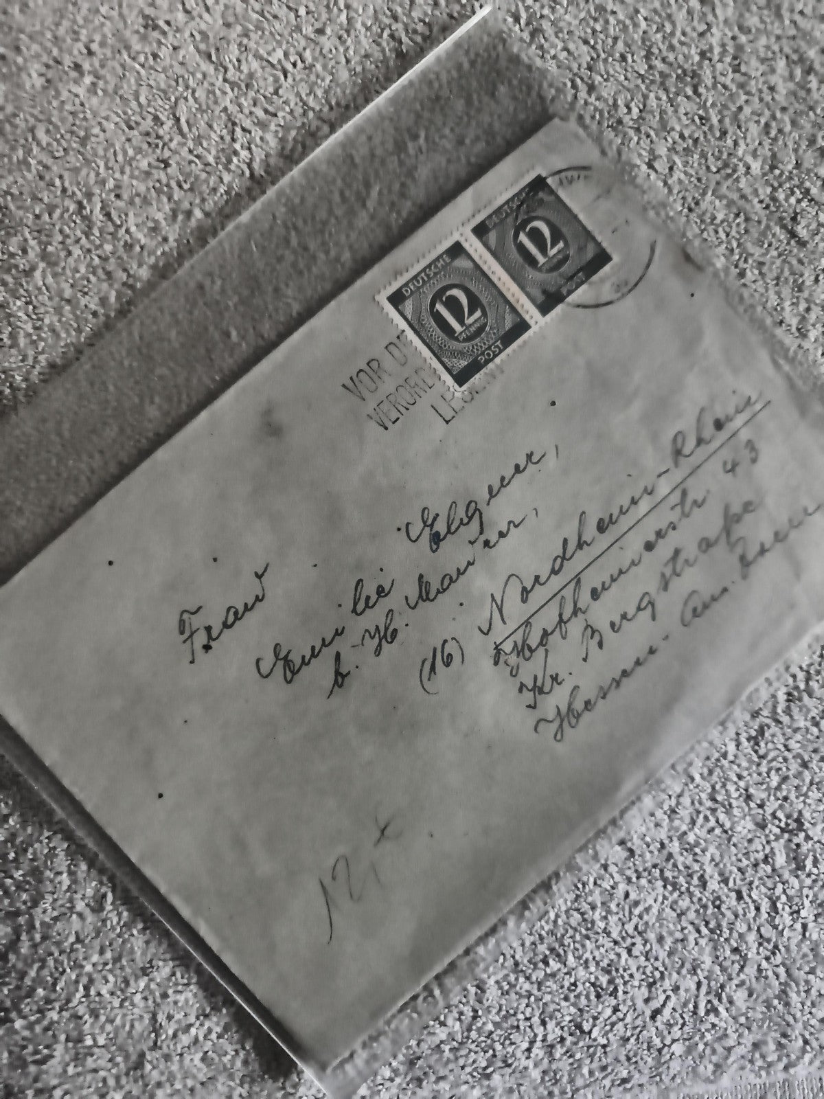 Lettre ancienne timbrée Allemagne 2 x 12 pfennig Deutsche Post philatélie (Ref 2
