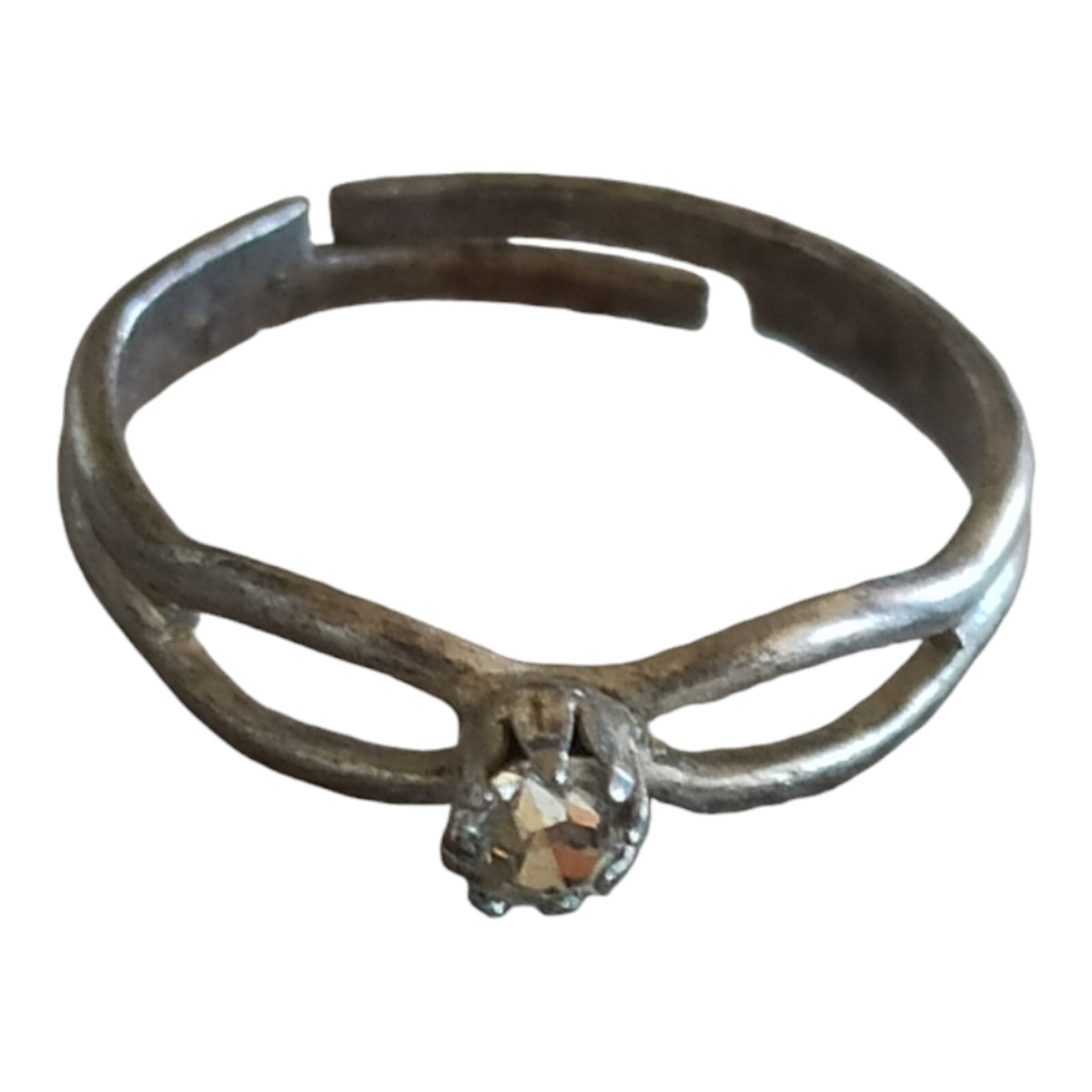 Vintage rigid bracelet with rhinestone decoration, silver-plated finish, elegant retro style