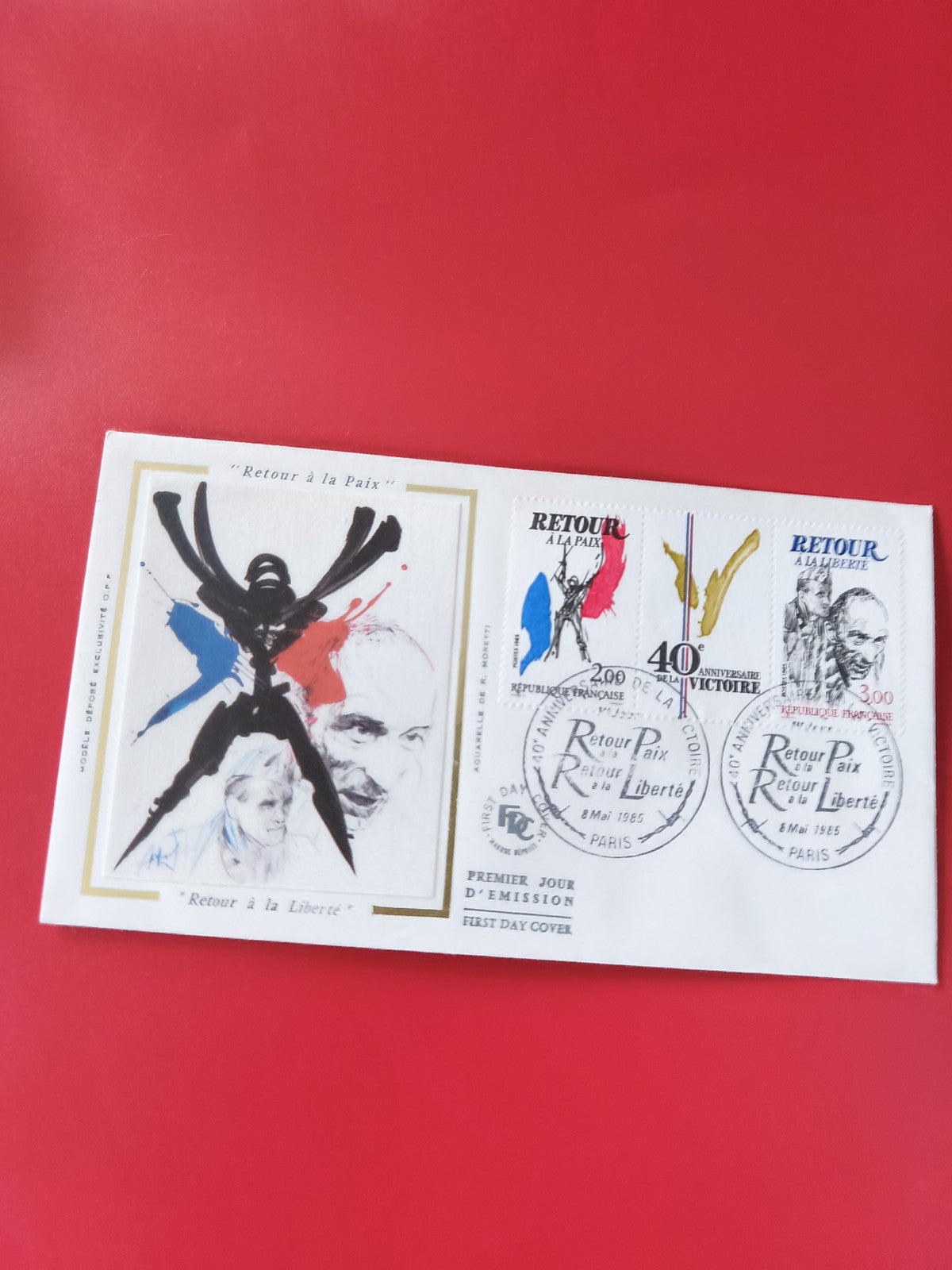 Enveloppe philatélie Premier Jour Retour à la Paix timbres 40e Victoire