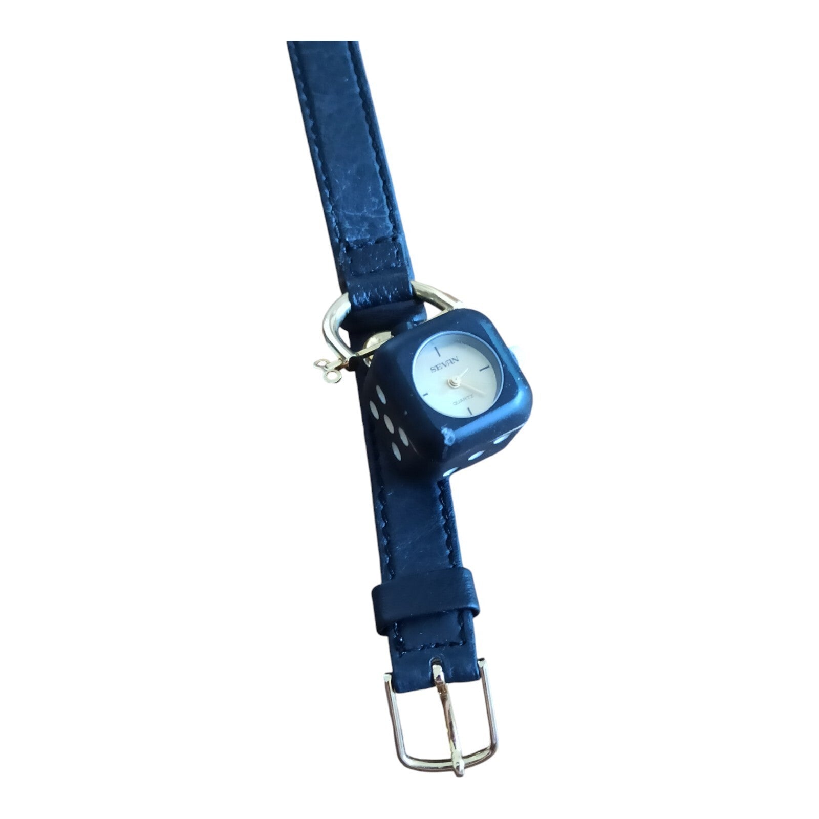 Montre Sevan Dé Quartz vintage noire collector, cadran fantaisie rare