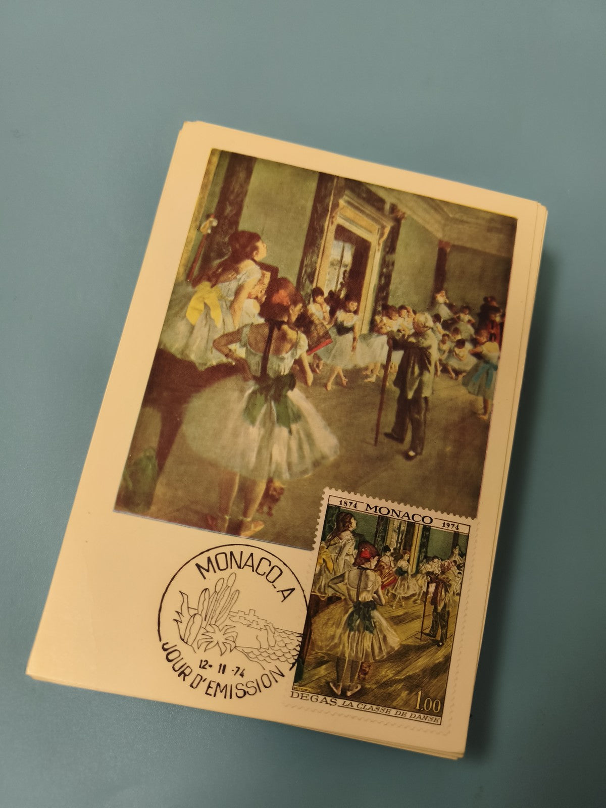 Carte postale Monaco philatélie timbre Degas La Classe de Danse 1974