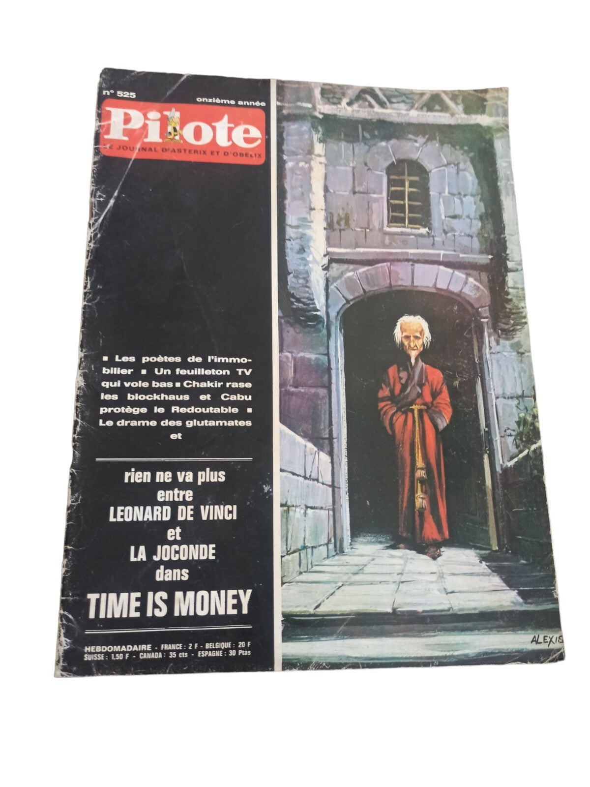 Magazine Pilote n°525 vintage – Journal Astérix Obélix – couverture Alexis