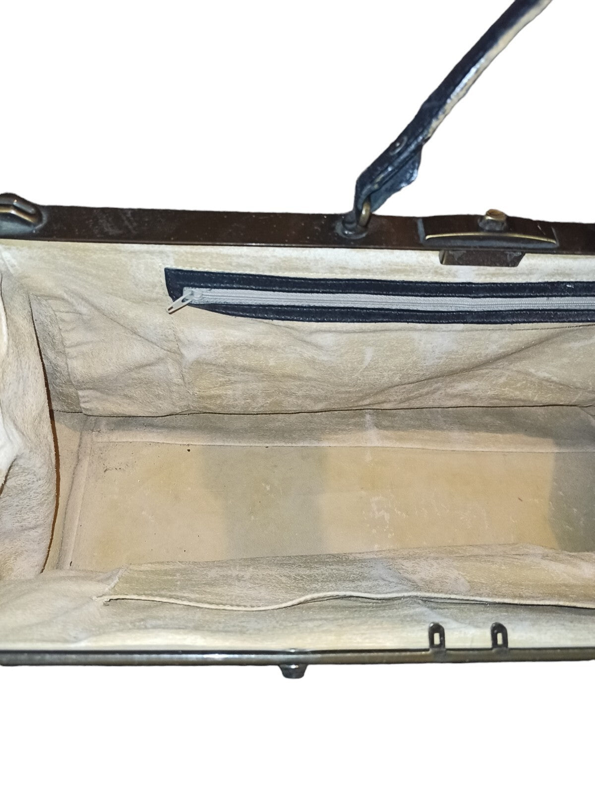 Sac de voyage vintage cuir noir années 60, mallette ancienne, bagage rétro