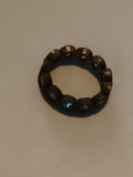 Bague ancienne cercle cabochons reliefs foncés vintage anneau rétro femme