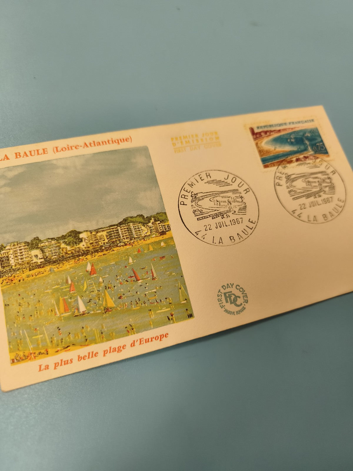 Enveloppe FDC La Baule premier jour d'émission timbre plage 1967