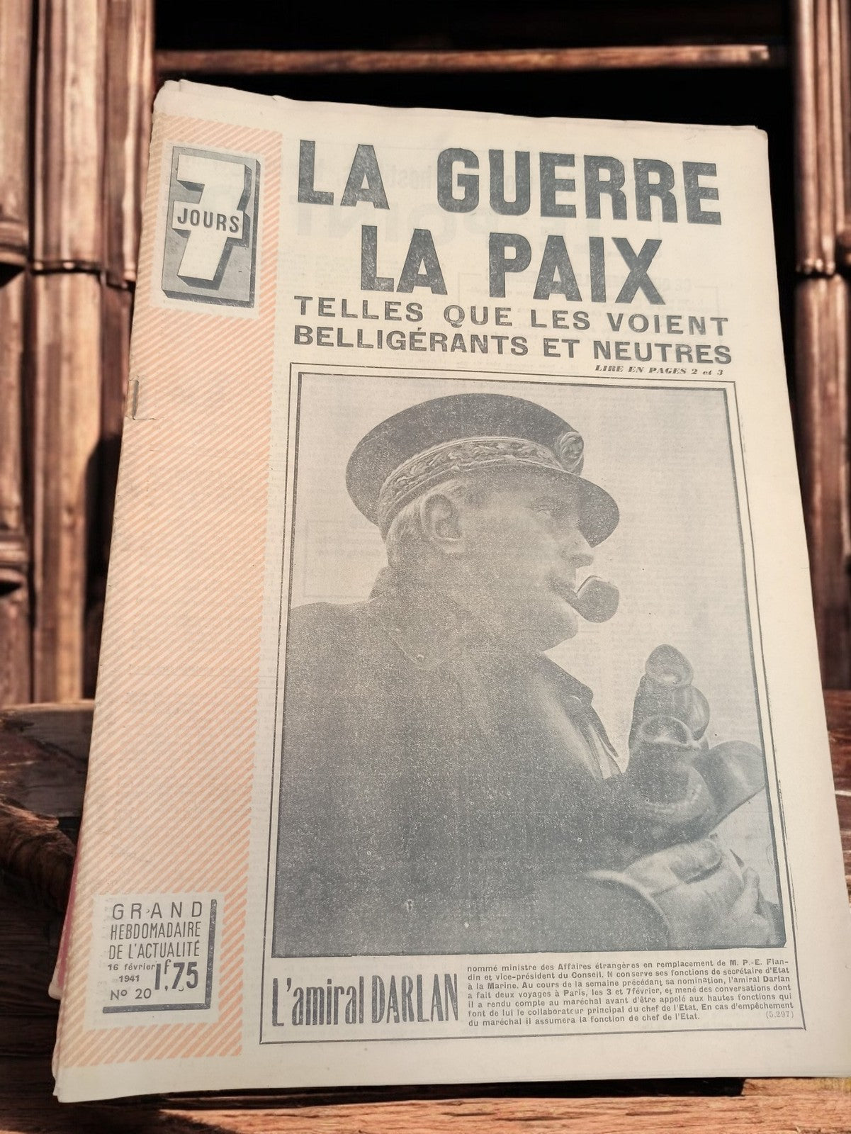 Magazine ancien 7 Jours 1941 Guerre Paix Amiral Darlan presse vintage