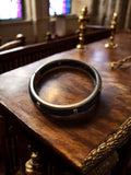 Bracelet jonc rétro vintage noir doré, bijou fantaisie rigide élégant
