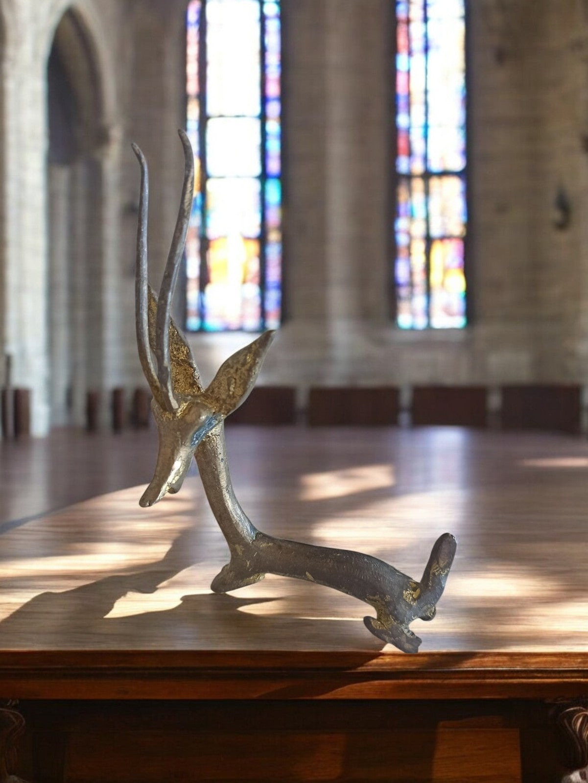 Sculpture africaine antilope bronze patiné style art tribal déco