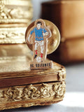 Pin's vintage FC Solesmes football ancien joueur bleu badge rétro