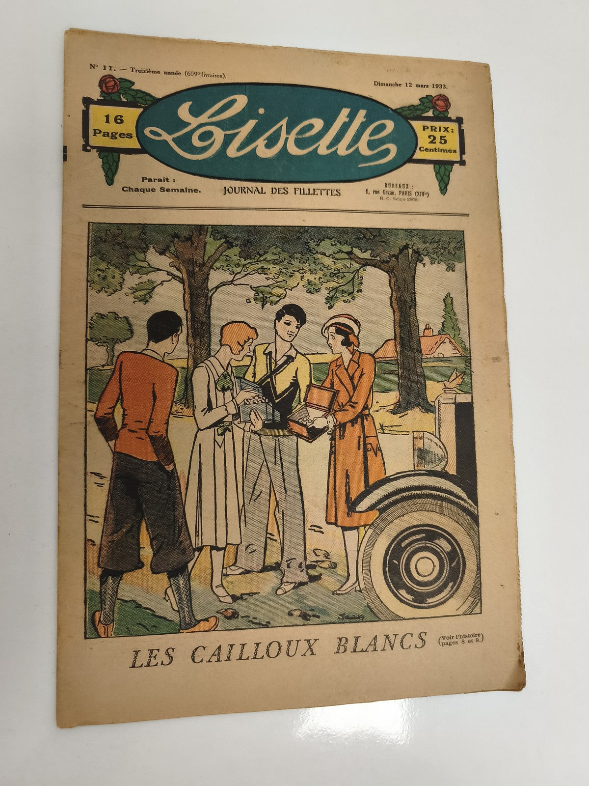 Ancien journal Lisette 1933, 16 pages, Journal des fillettes, couverture illustr