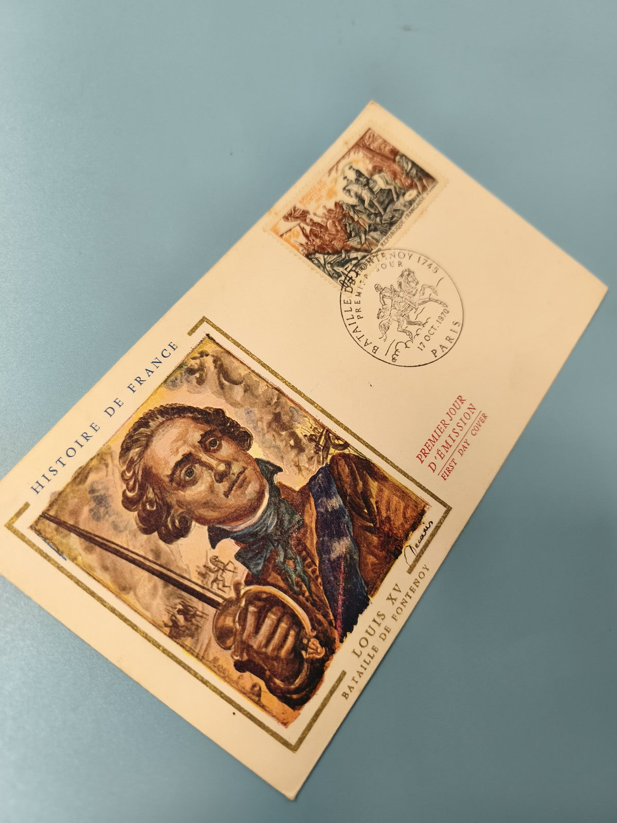 Enveloppe premier jour d?émission FDC Louis XV Bataille de Fontenoy timbre illus