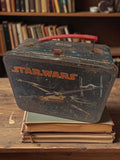 Boîte à lunch vintage Star Wars 1977 métal, X-Wing, poignée rouge, ancien collec