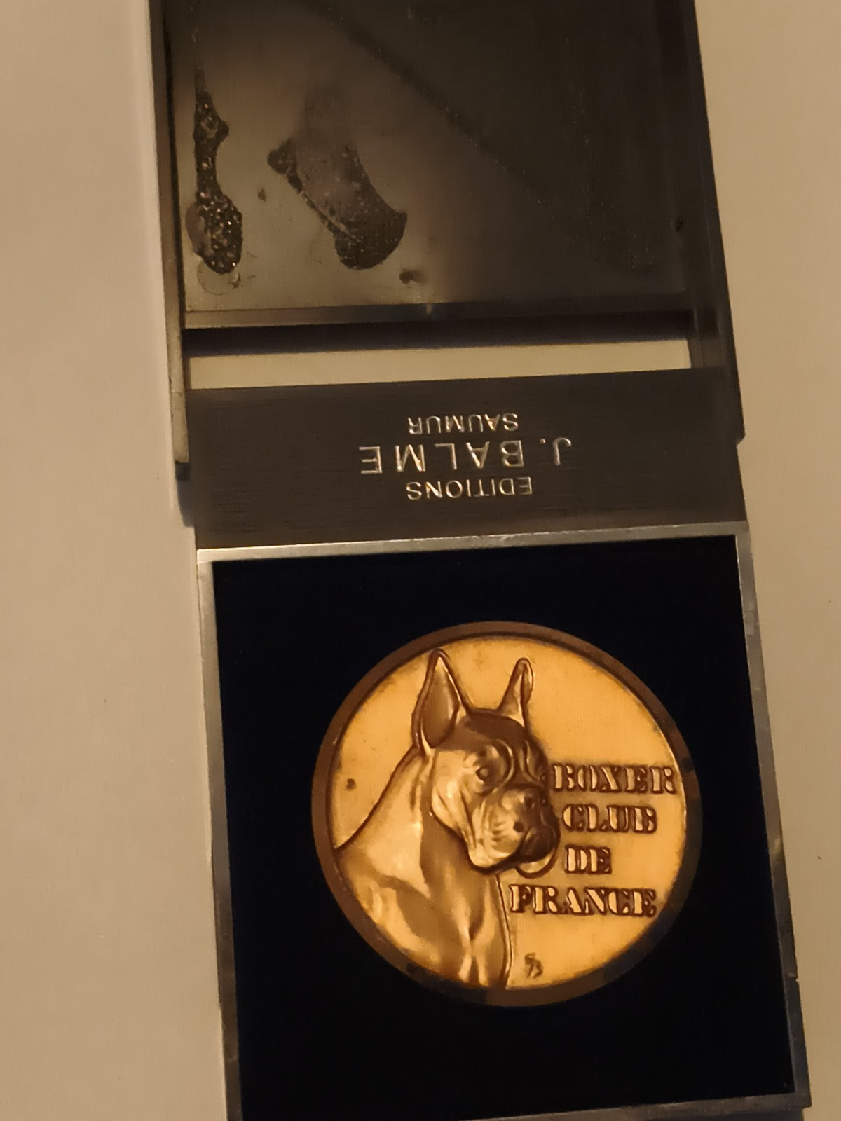 Médaille Boxer Club de France bronze, J. Balme Saumur, chien molosse