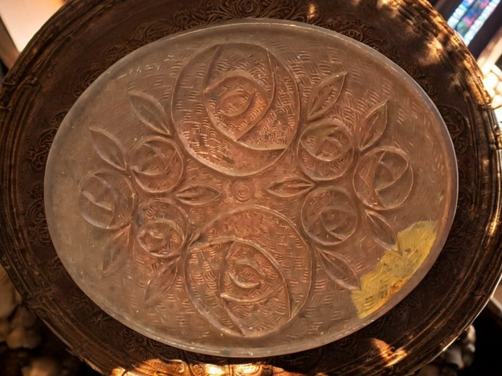 Plaques décoratives Art Nouveau cuivre gravé fleurs, lot 6, motif floral mural