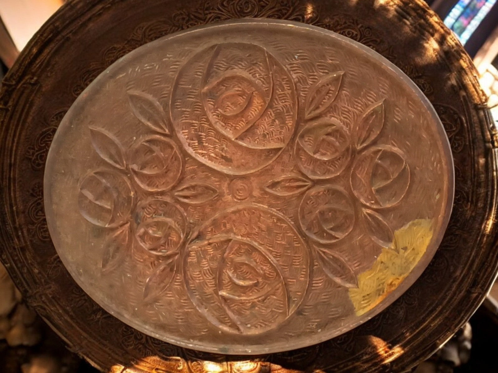 Plaques décoratives Art Nouveau cuivre gravé fleurs, lot 6, motif floral mural