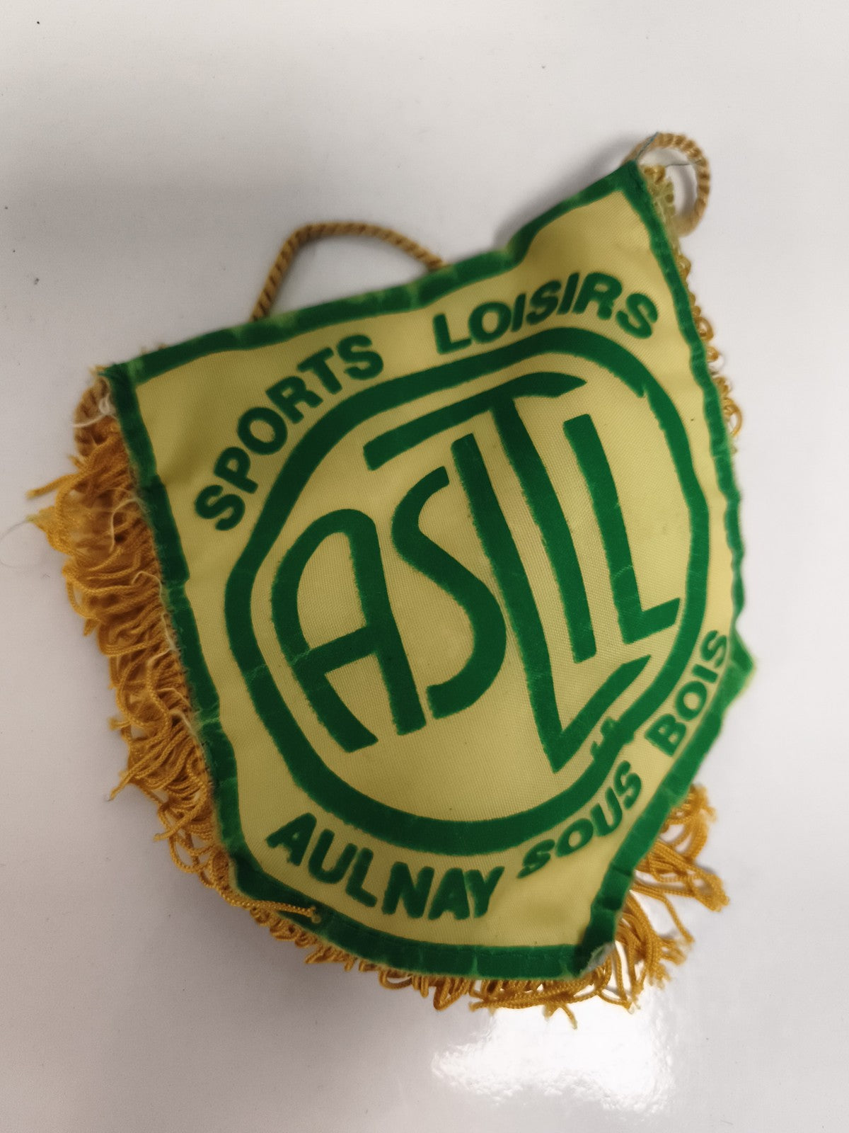 Fanion ancien ASTLL Sports Loisirs Aulnay sous Bois vert jaune vintage
