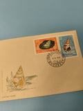 Ancienne enveloppe philatélie Roumanie 1966, timbres coquillages, FDC