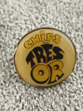 Pin's vintage CHIPS TRÉSOR rond jaune publicitaire rétro (Ref 2)