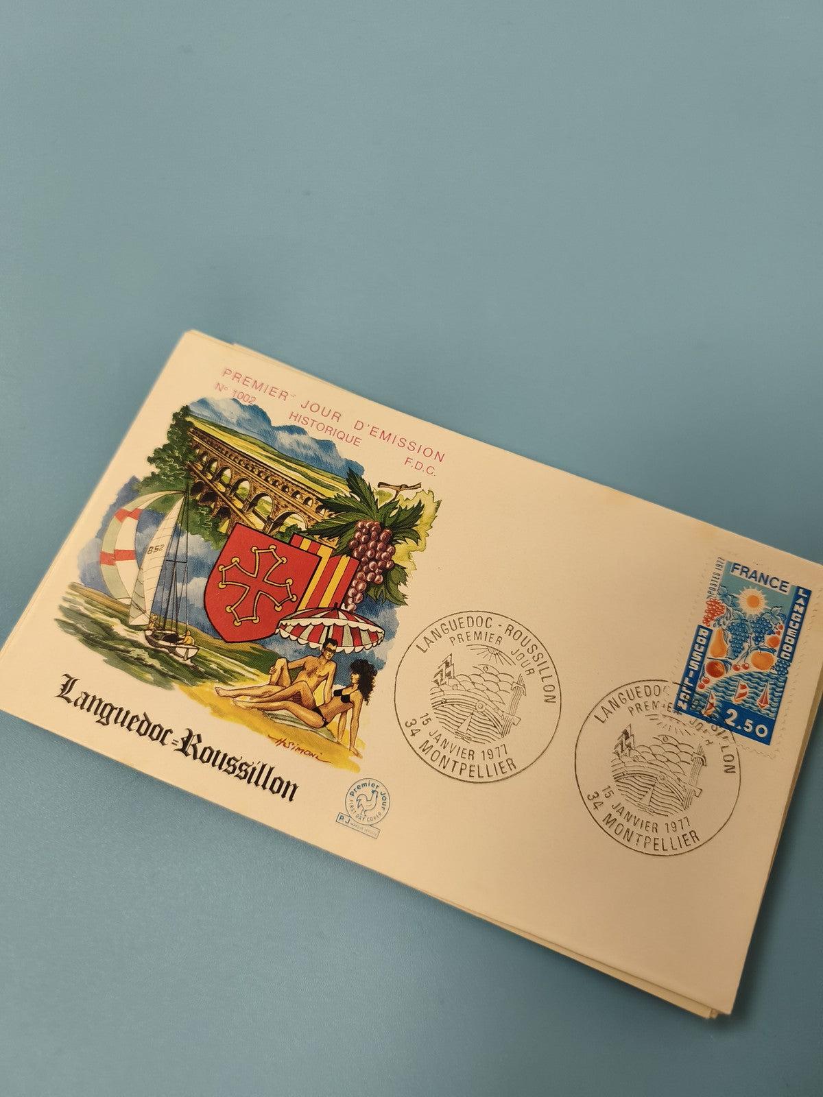 Enveloppe FDC premier jour d?émission Languedoc-Roussillon timbre 1971 visuel co