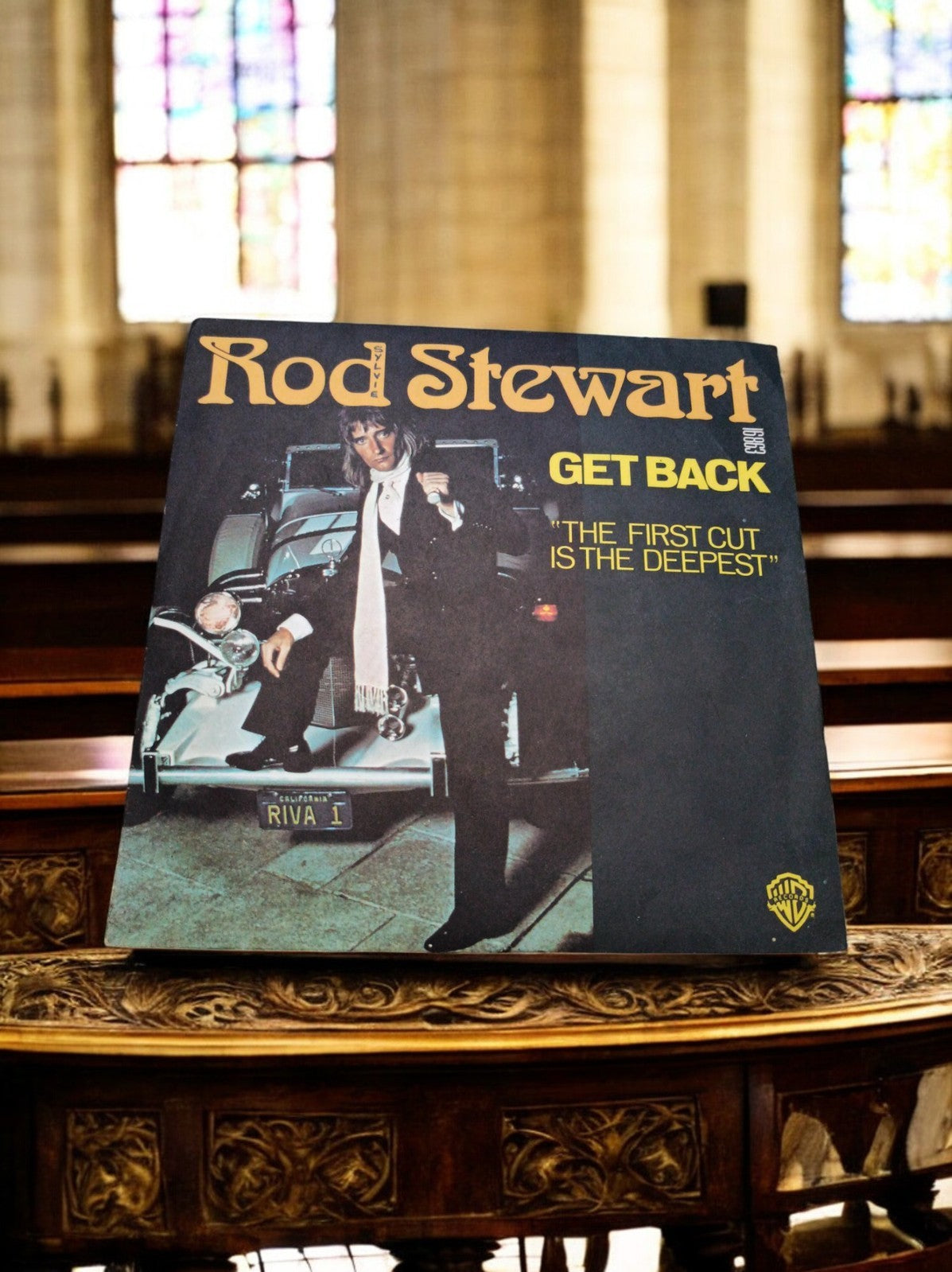 Vinyle 45 tours Rod Stewart Get Back rétro pochette vintage Warner