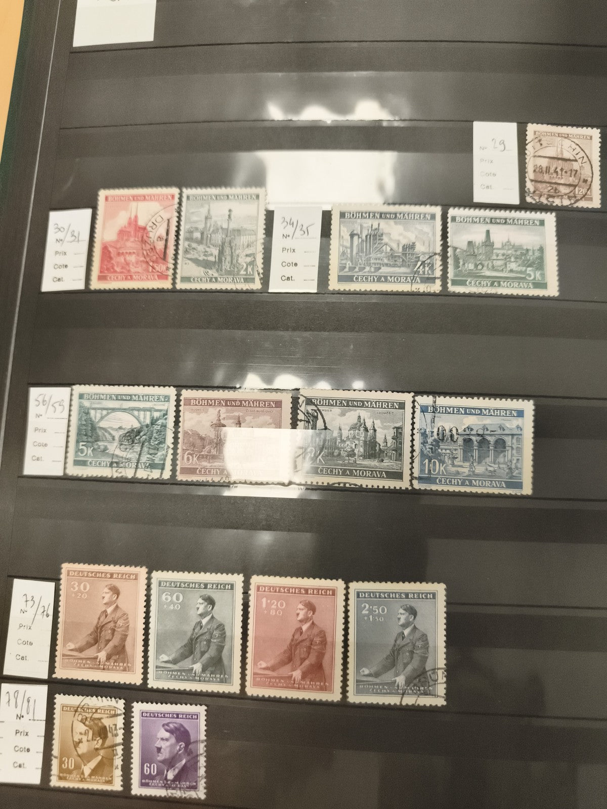 Timbres Böhmen und Mähren Deutsches Reich oblitérés, architecture et portraits