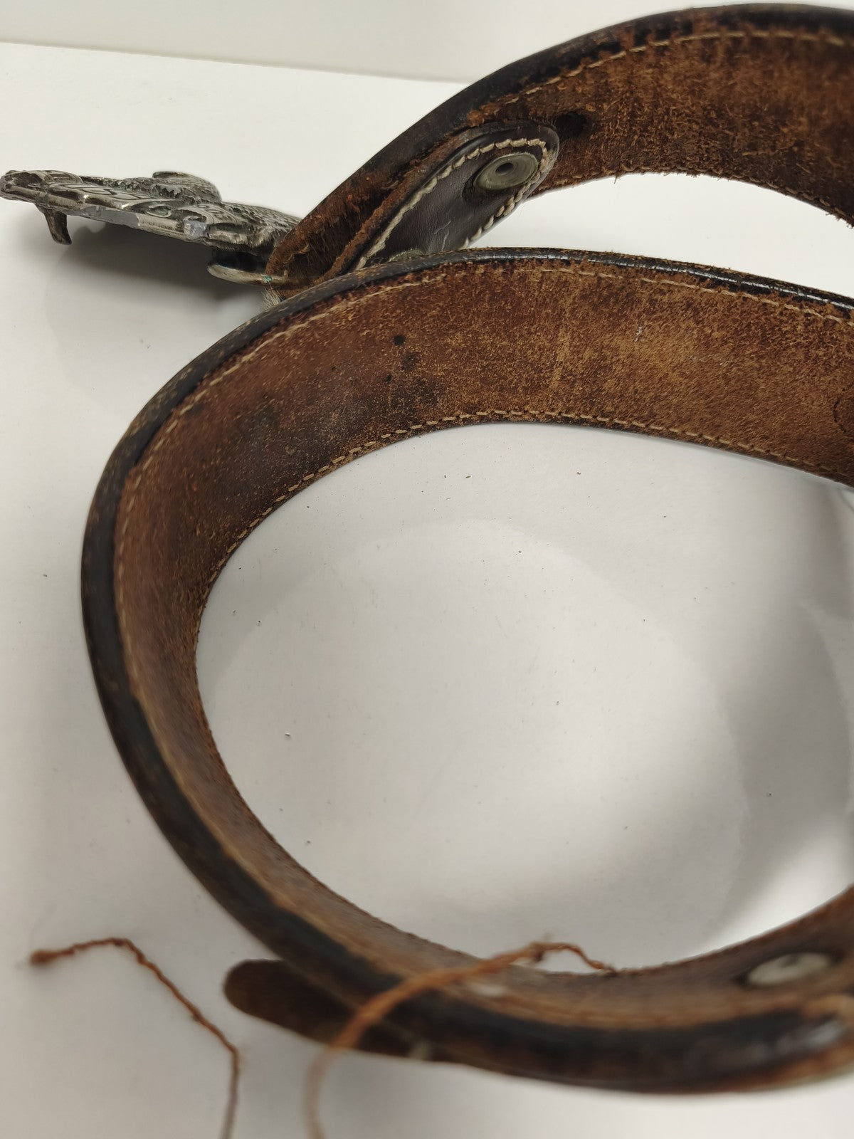 Ceinture vintage Harley Davidson cuir boucle aigle biker rétro