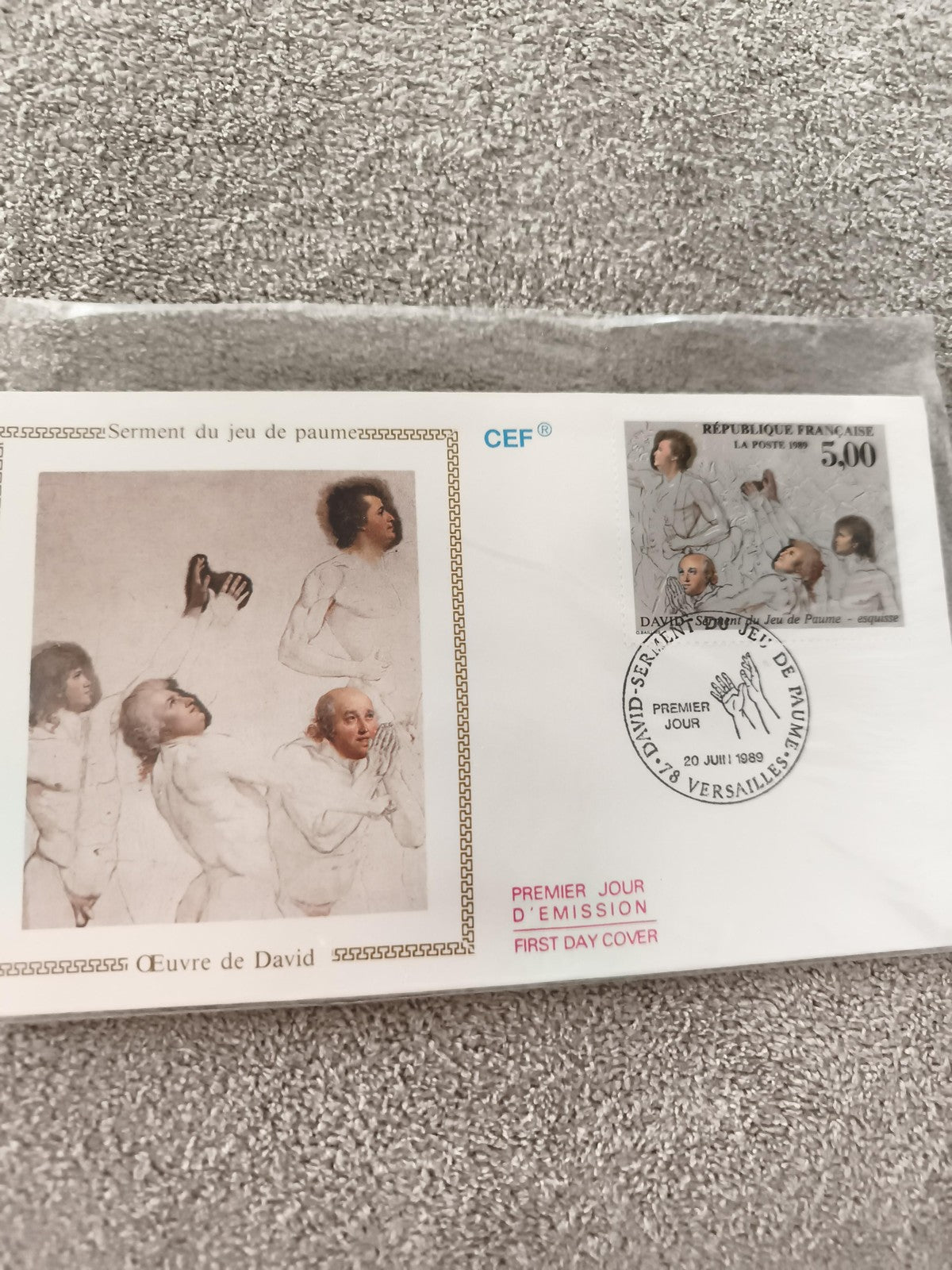 Lettre FDC Serment Jeu de Paume 1989 CEF David timbre 5F premier jour Versailles