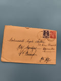 Lettre ancienne oblitérée timbres France Croix de Lorraine philatélie (Ref 3)