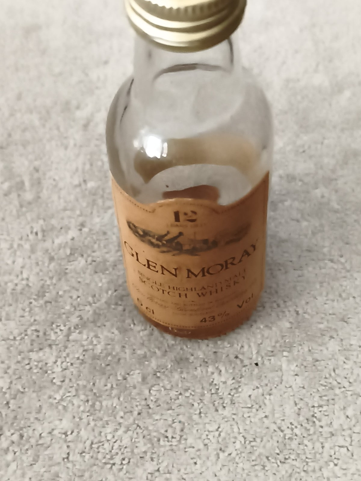 Miniature whisky Glen Moray 12 ans partiellement remplie 43% bouchon doré
