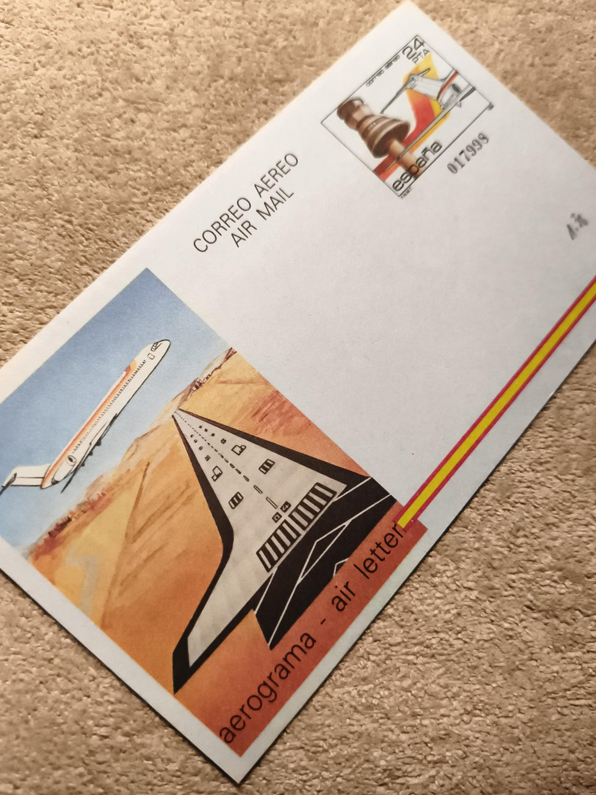 Aerogramme Espagne avion piste timbre imprimé air mail philatélie (Ref 13)
