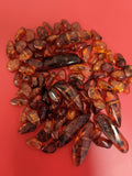 Lot perles ambre naturel poli – Pierres percées brun jaune, gemmes vintage