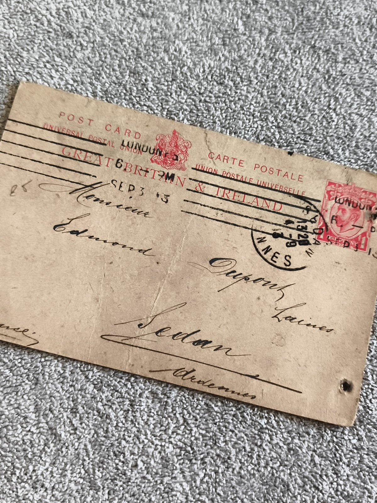 Carte postale GB & Ireland timbre rouge Londres 1903 philatélie postal