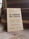 Livret ancien Le Sabotage des Trusts 1944, discours Assemblée, éditions L’Aurore