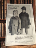 Patron couture ancien manteau enfant vintage, fillette garçonnet hiver rétro