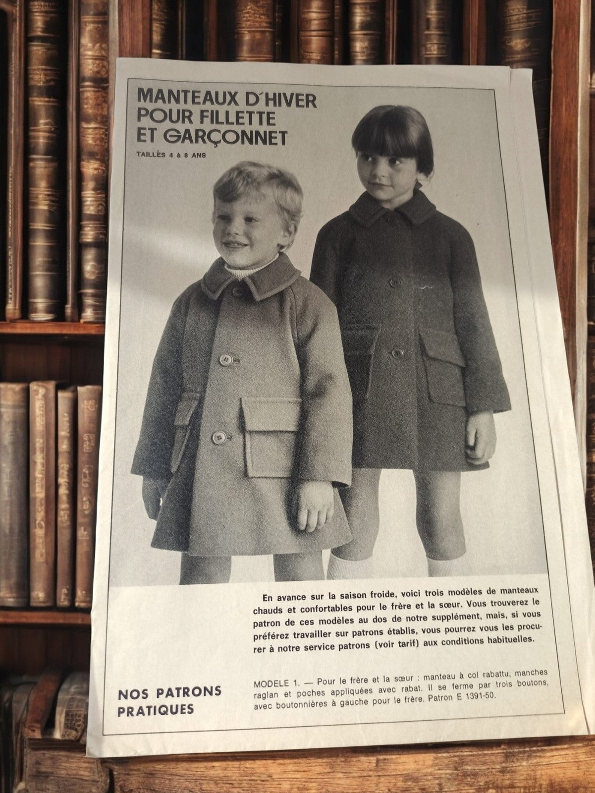 Patron couture ancien manteau enfant vintage, fillette garçonnet hiver rétro