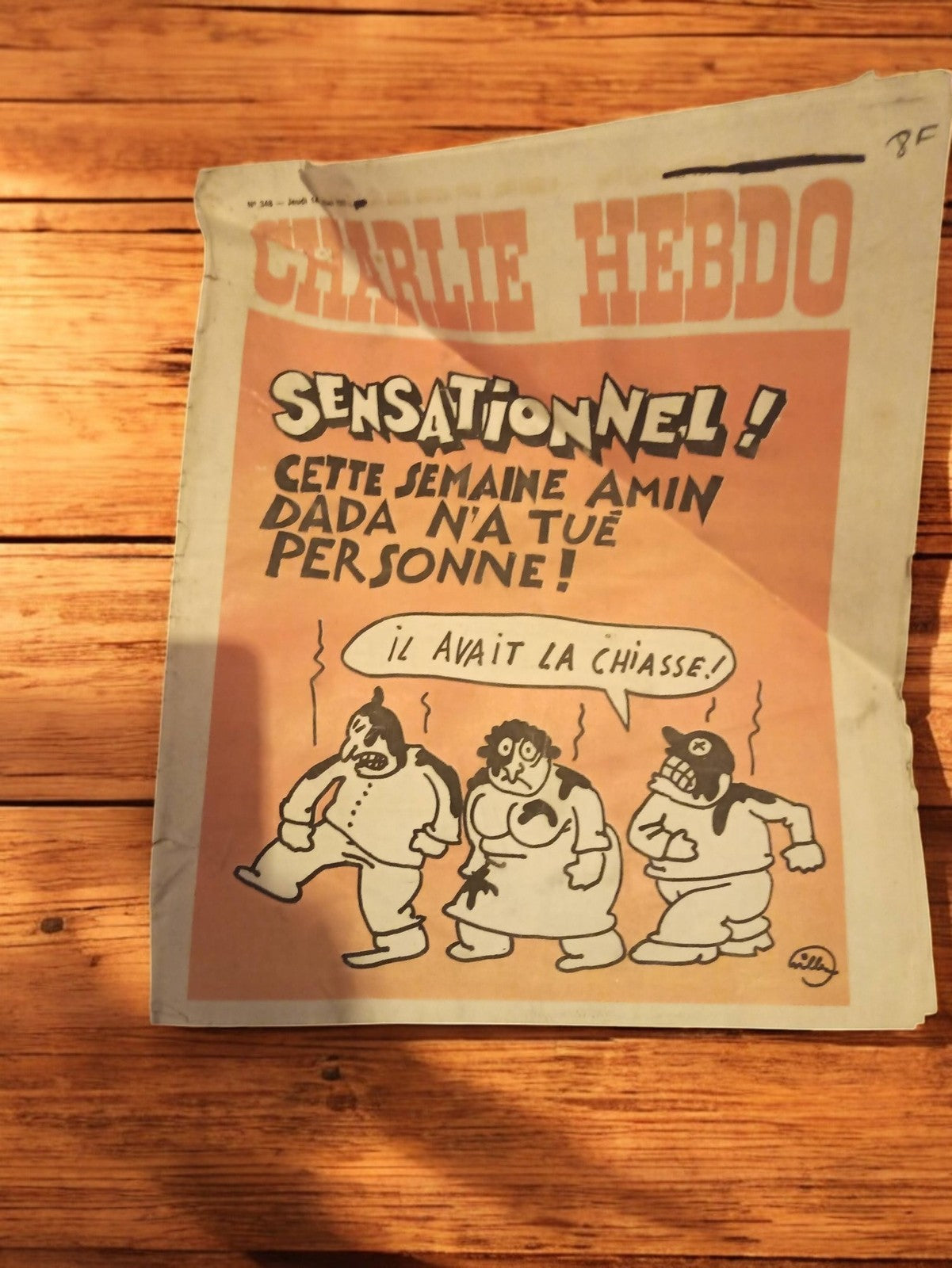 Magazine Charlie Hebdo vintage années 70 satirique, couverture Amin Dada
