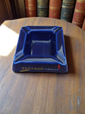 Cendrier publicitaire bleu Attrape-mégots vintage carré, déco bistrot rétro