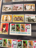 Timbres animaux Guinée Équatoriale anciens, chats chiens, série thématique vinta
