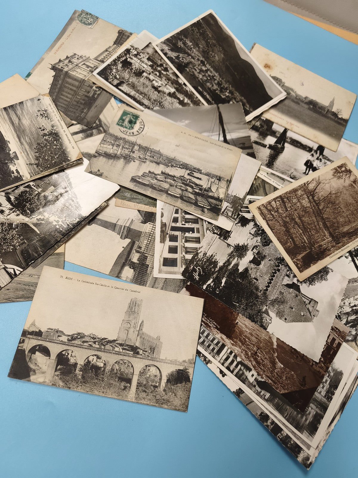 Lot cartes postales anciennes CPA divers lieux France, noir & blanc, collection