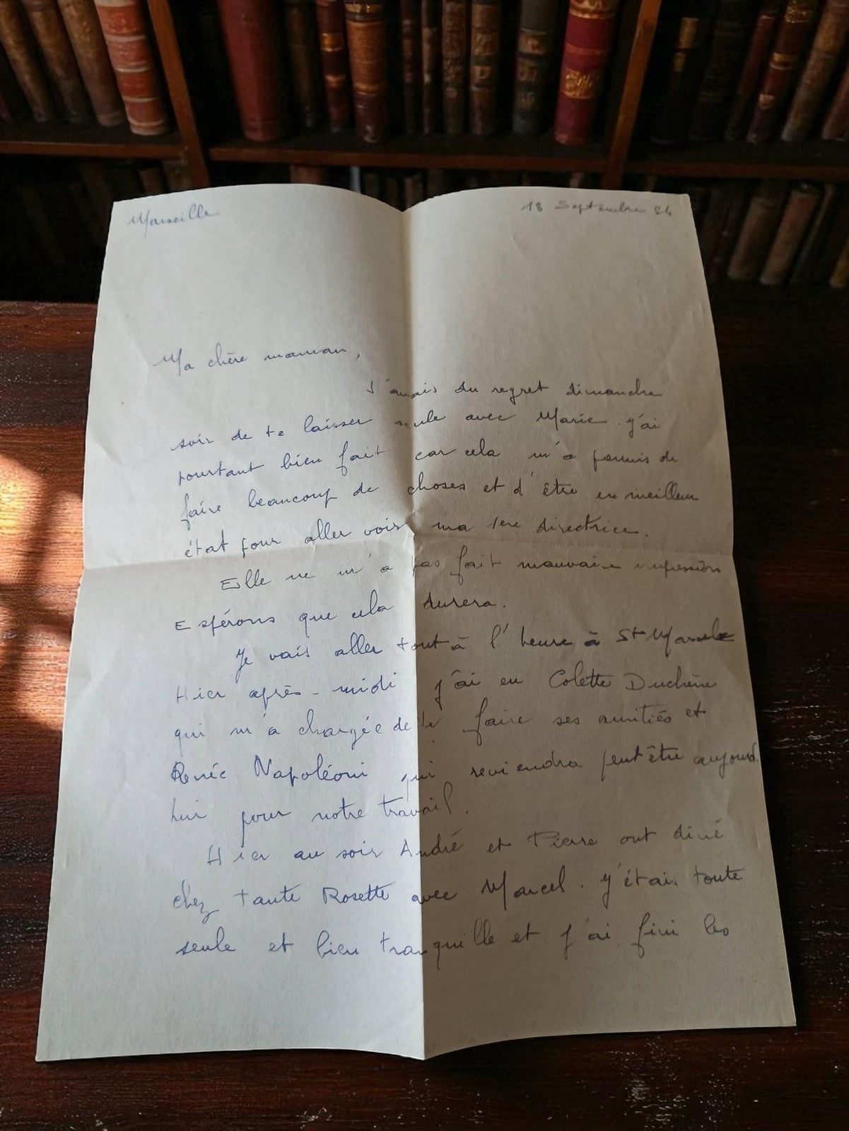 Lettre manuscrite vintage 1954 Marseille écrite à sa mère ancienne