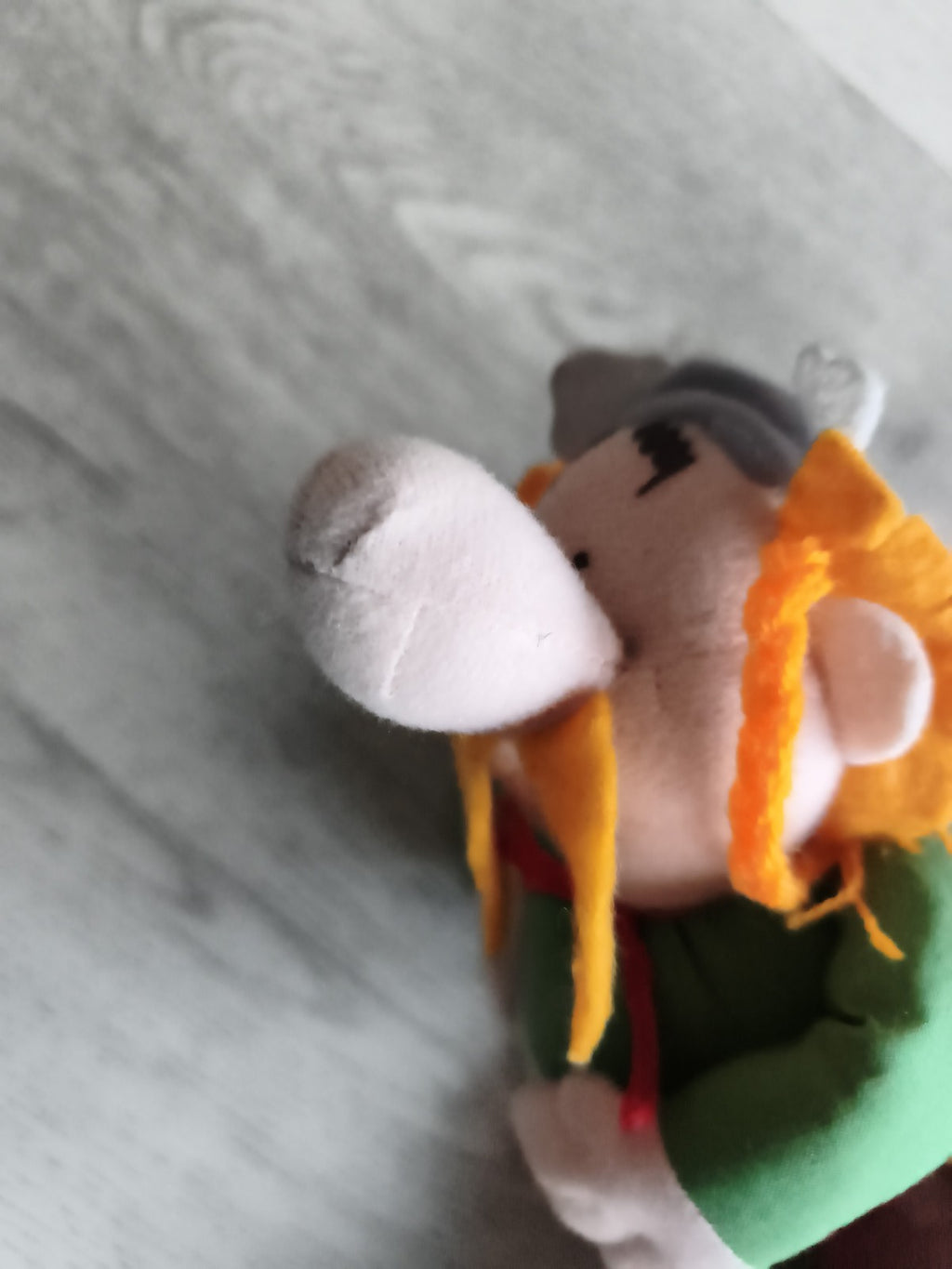 Peluche Obélix vintage Parc Astérix costume vert rayé rare