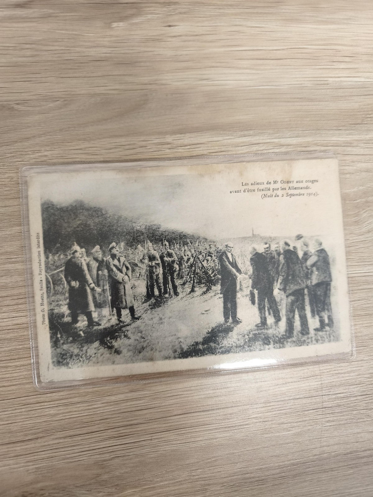 Carte postale ancienne WW1 adieux fusillé Oberst 1914 noir et blanc historique