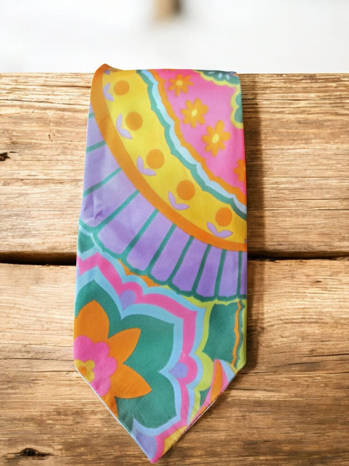 Cravate vintage Altesse Paris motif psychédélique multicolore rétro homme