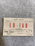 Carte QSL radio ancienne LU-1AD Buenos Aires Antonio Morales Argentine vintage