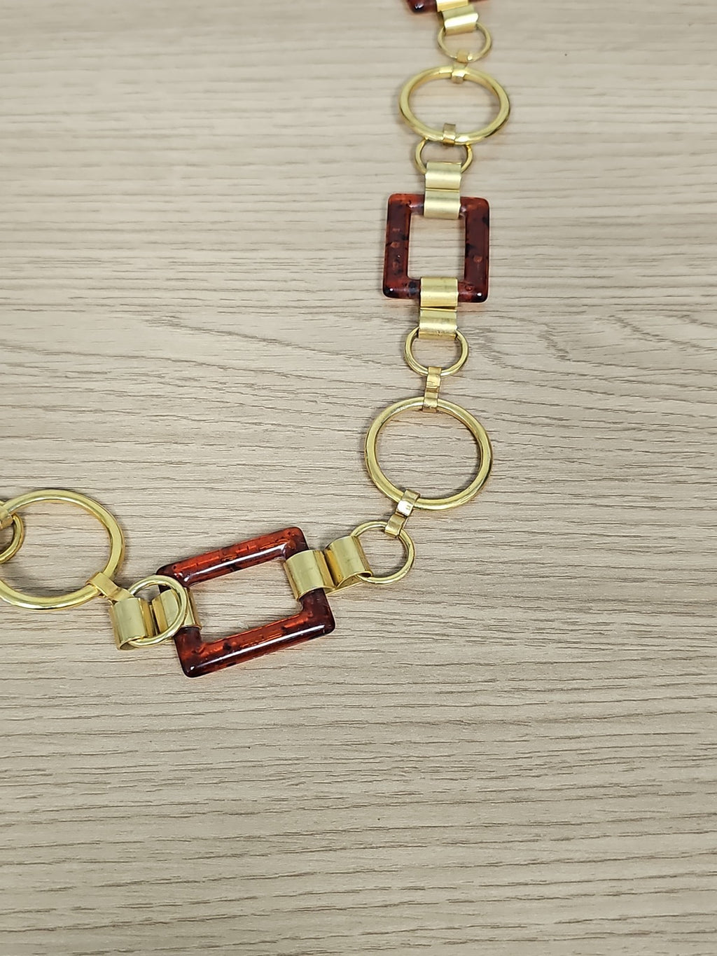 Ceinture vintage rectangulaire bakélite et maillons dorés rétro accessoire ancie