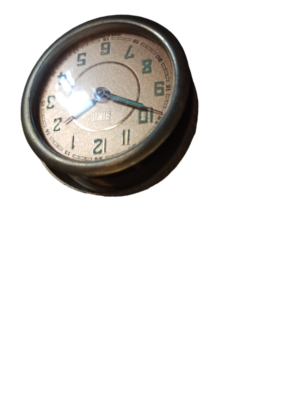 Horloge ancienne RINO vintage, cadran doré, mécanisme à remontoir, Made in Franc