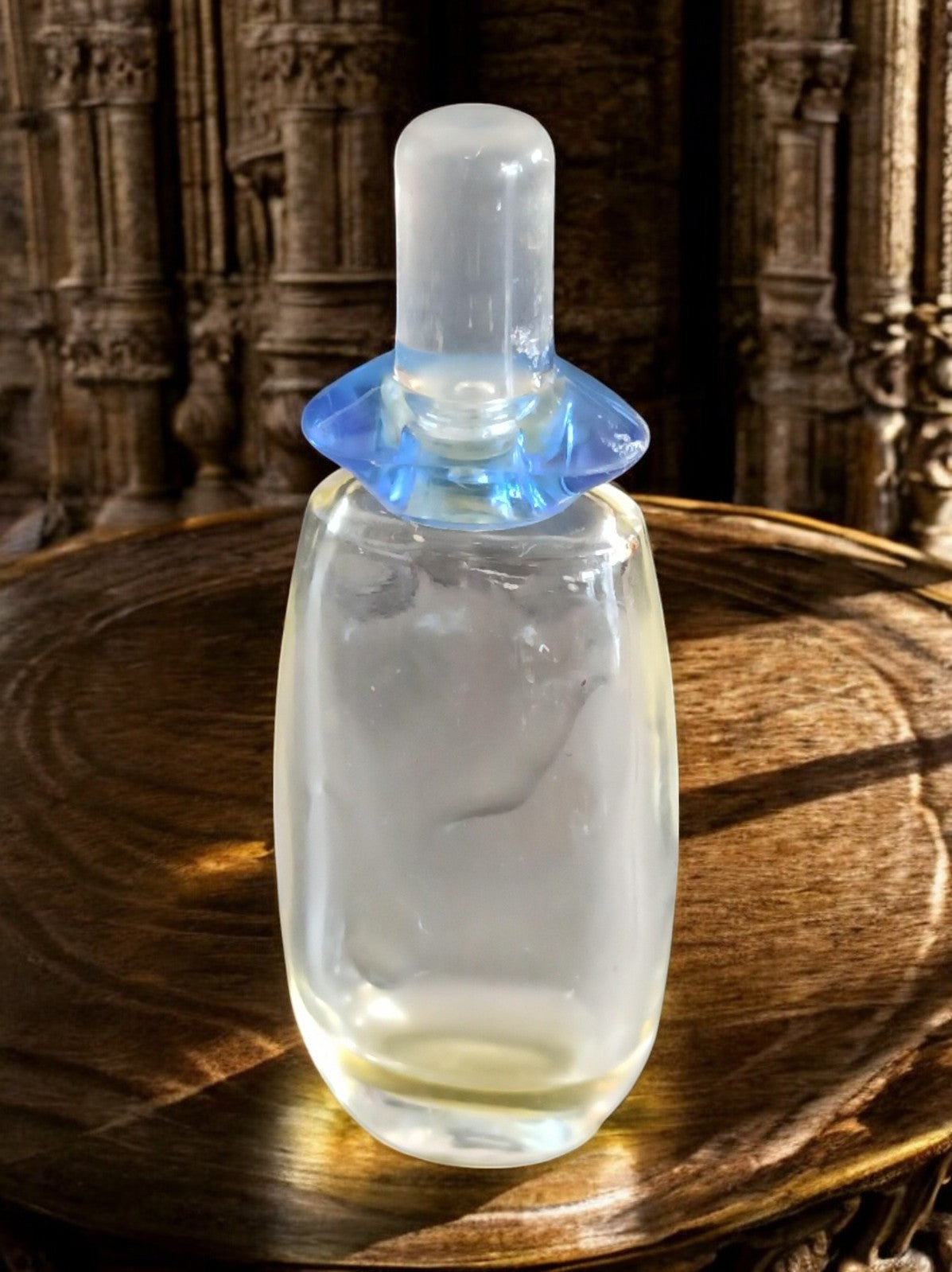 Flacon miniature parfum vintage édition limitée verre givré bouchon bleu