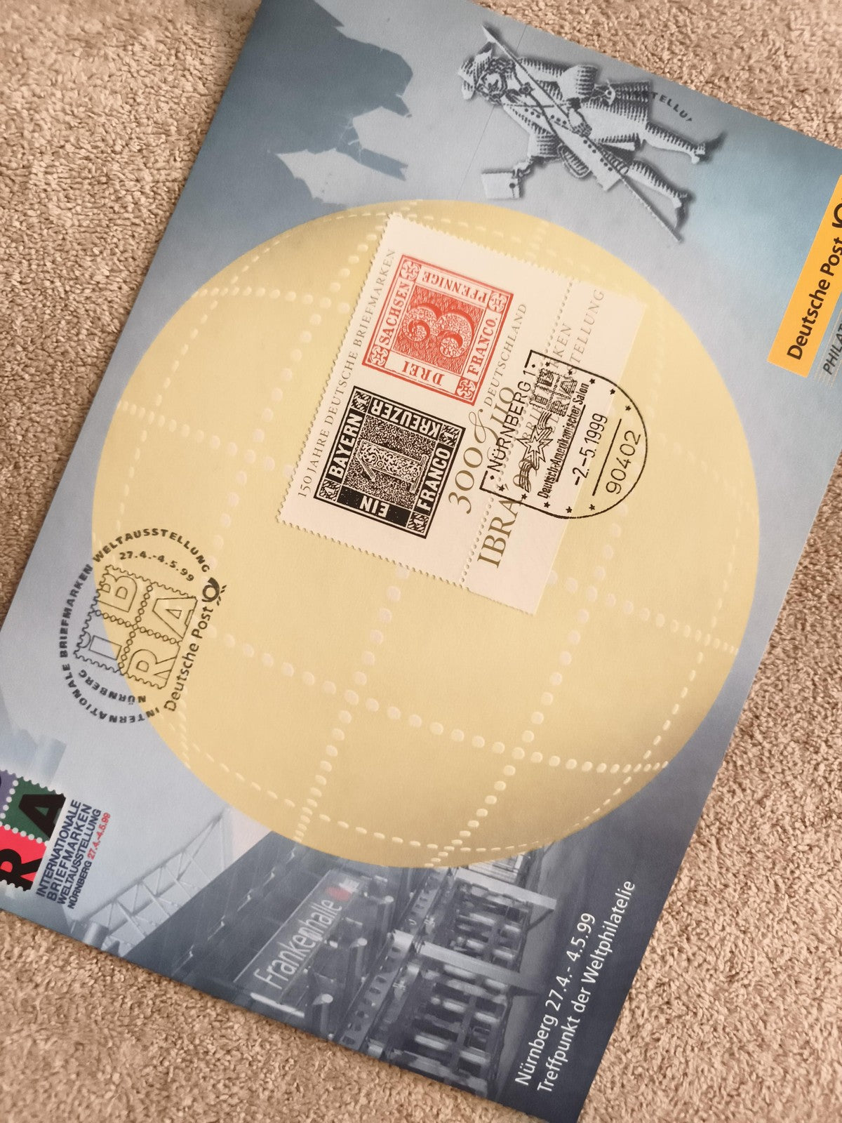 Enveloppe philatélique Deutsche Post IBRA 1999 timbres commémoratifs Allemagne