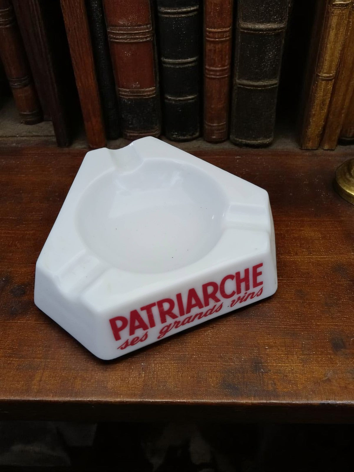Cendrier publicitaire Patriarche vintage en verre blanc bistrot années 70
