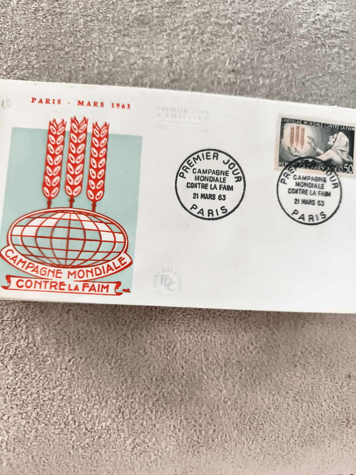 Lettre premier jour 1963 Campagne mondiale contre la faim Paris philatélie FDC
